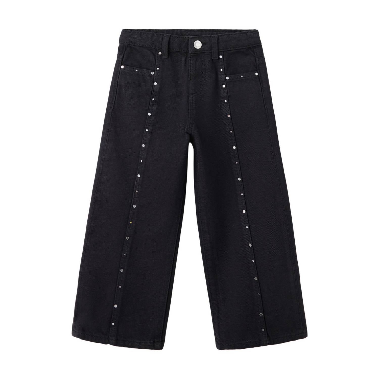 Mango Kids straight leg jeans met studs changeant grijs