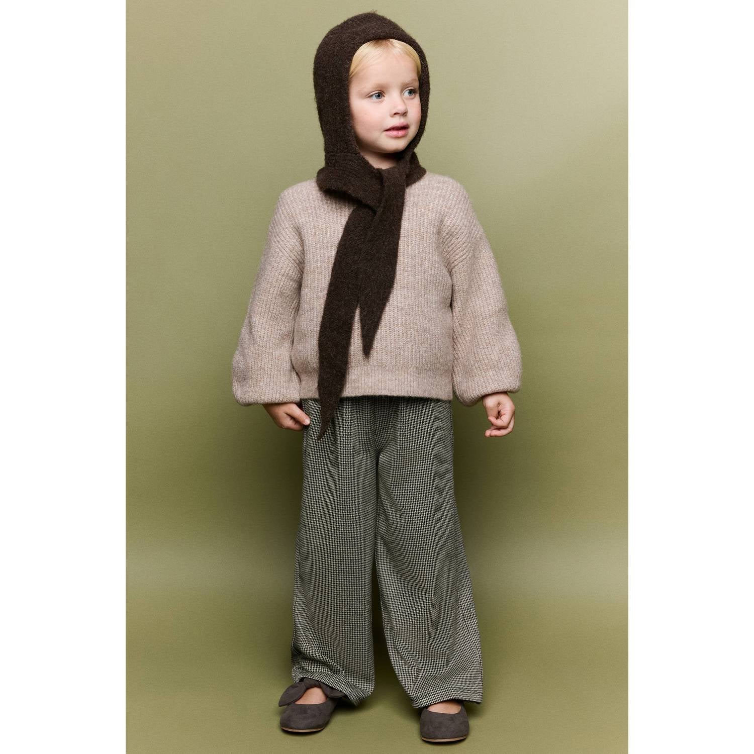 Mango Kids pied-de-poule casual broek bruin ecru
