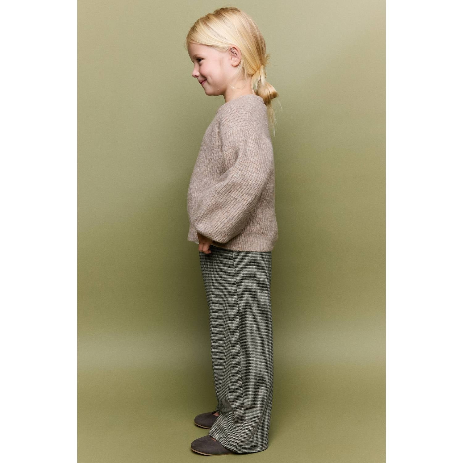 Mango Kids pied-de-poule casual broek bruin ecru