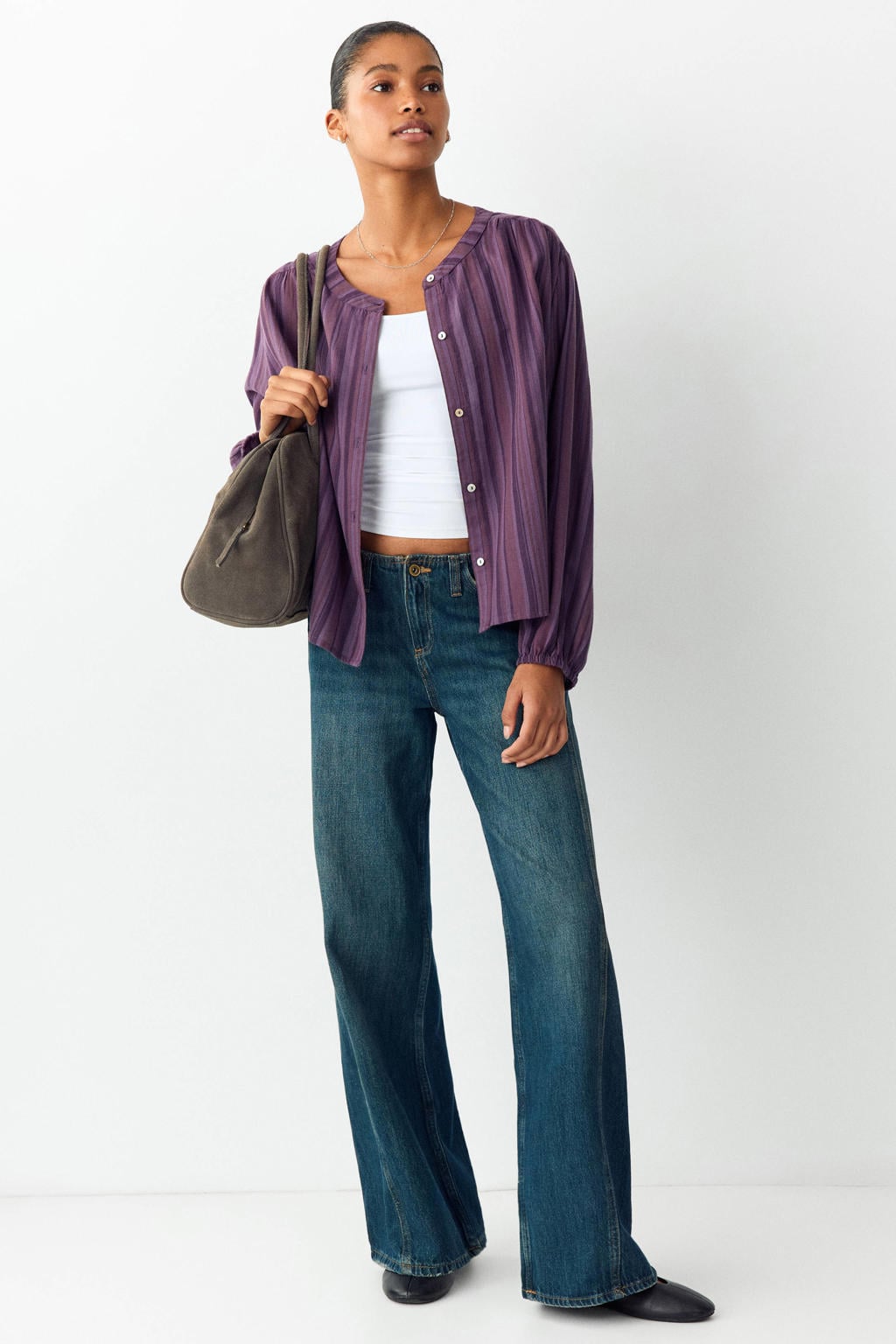 MANGO TEEN gestreepte blouse - paars