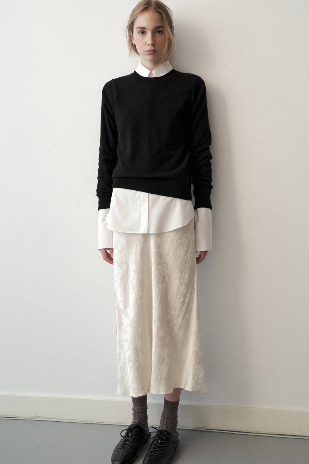 Zwarte dames Mango pullover met effen, lange mouwen en ronde hals