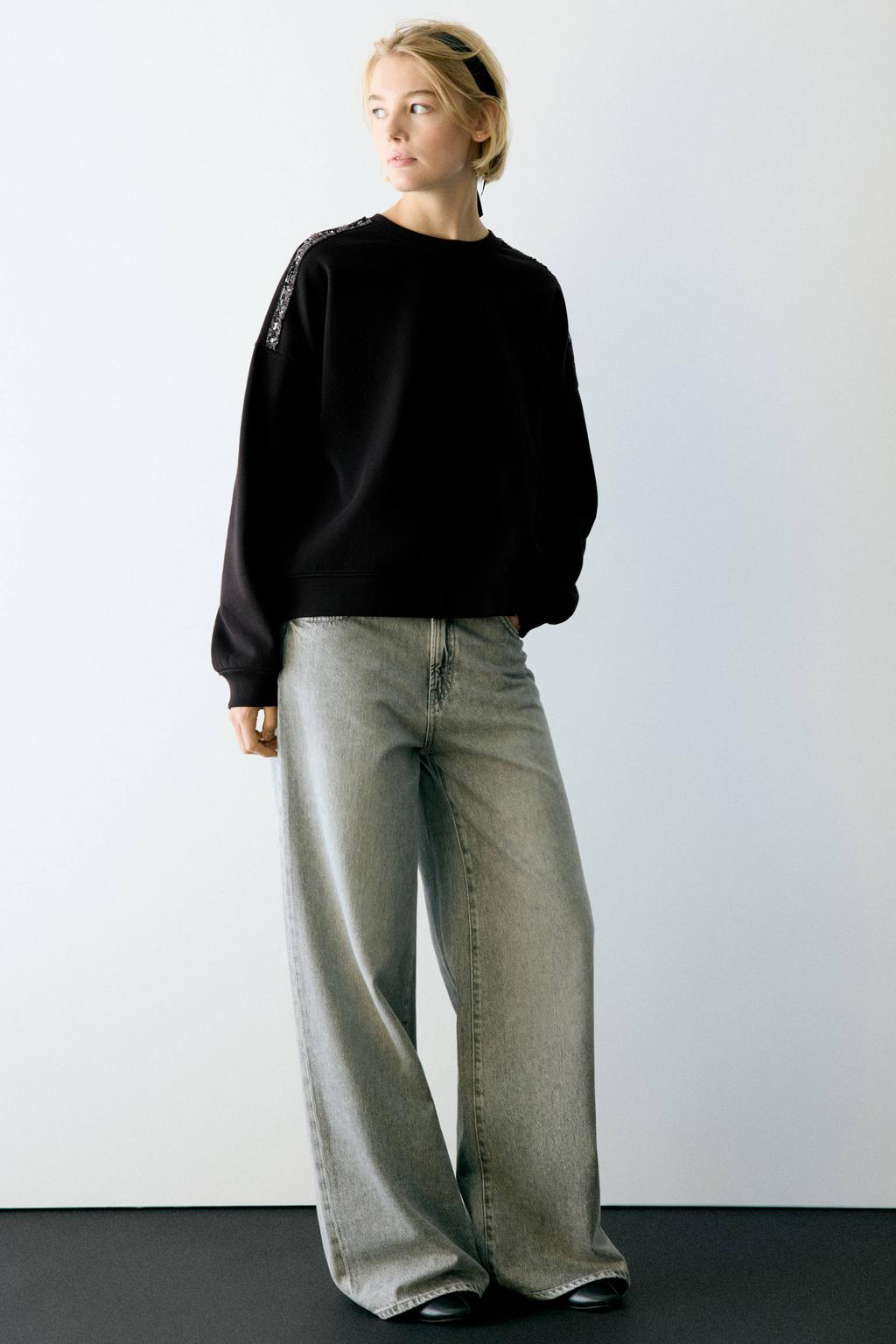 MANGO TEEN sweater met glitters - zwart