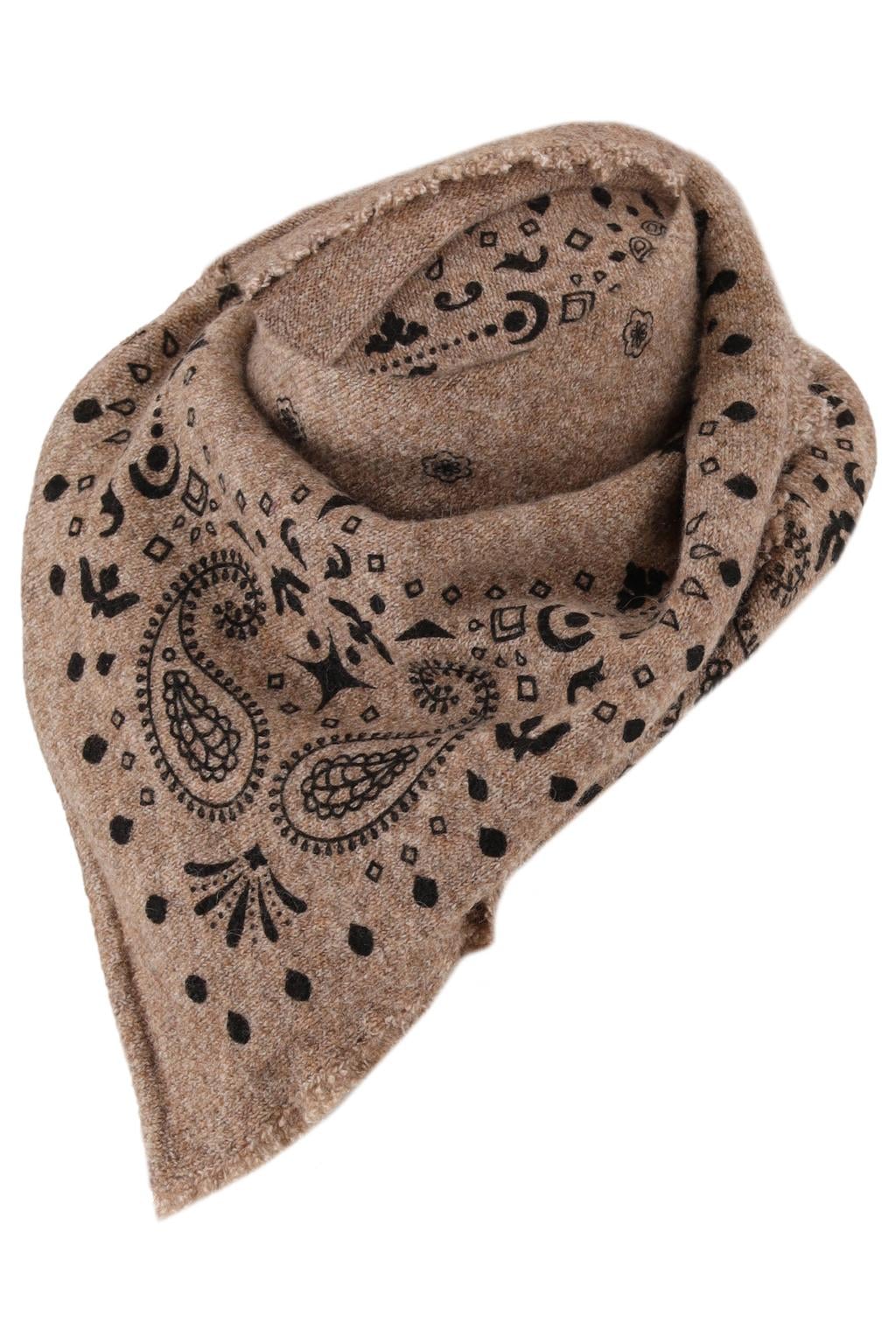 Sarlini gebreide sjaal met paisley print taupe