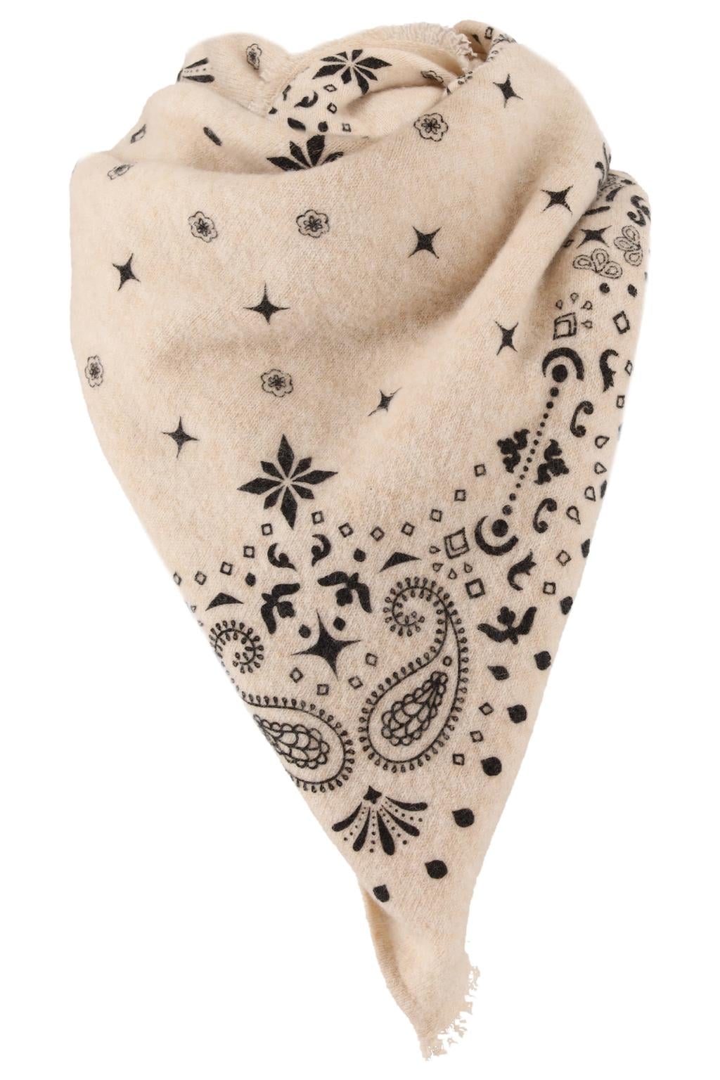 Sarlini gebreide sjaal met paisley print ecru