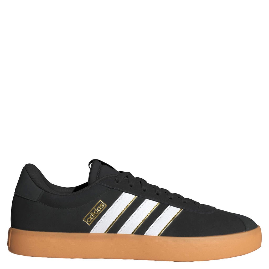 Zwart en witte heren adidas Sportswear VL Court leren sneakers - van suède met veters