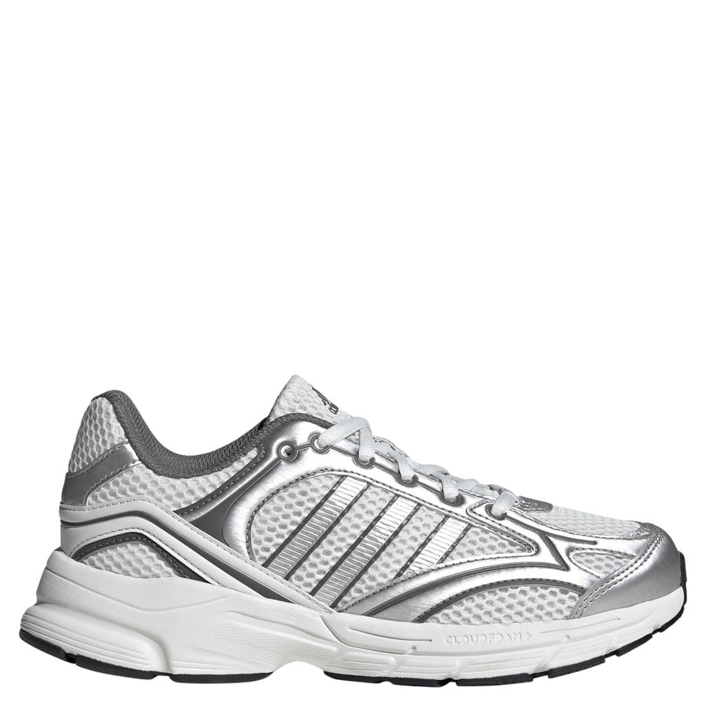 Wit en zilverkleurige jongens en meisjes adidas Sportswear sneakers - grijs van mesh-pu/voering: mesh/voetbed: eva met veters
