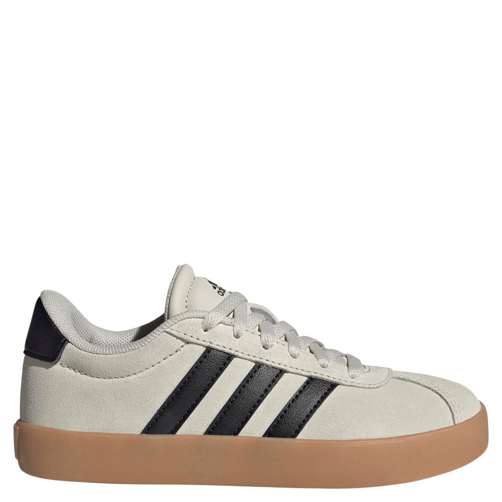 Lichtgrijs en zwarte jongens en meisjes adidas Sportswear leren suède sneakers - met veters
