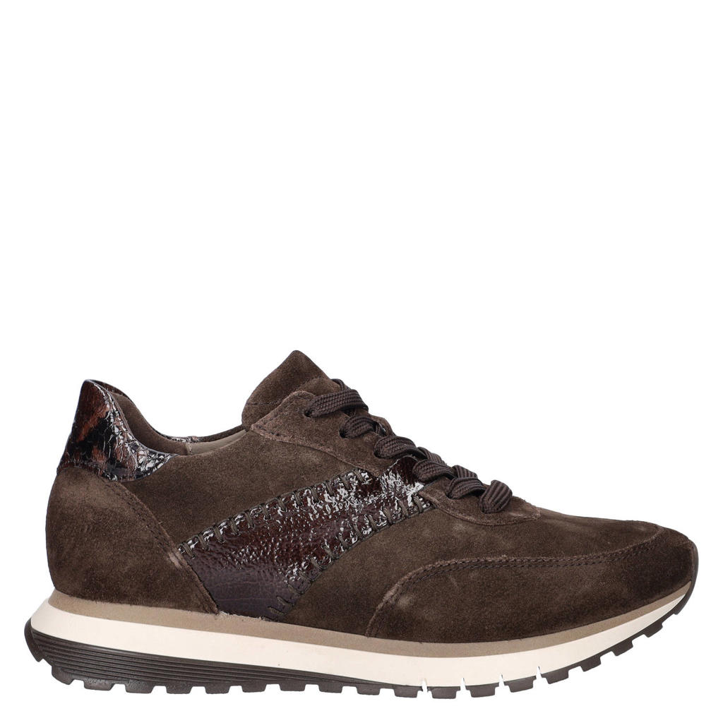 Bruine dames Gabor suède sneakers - met veters