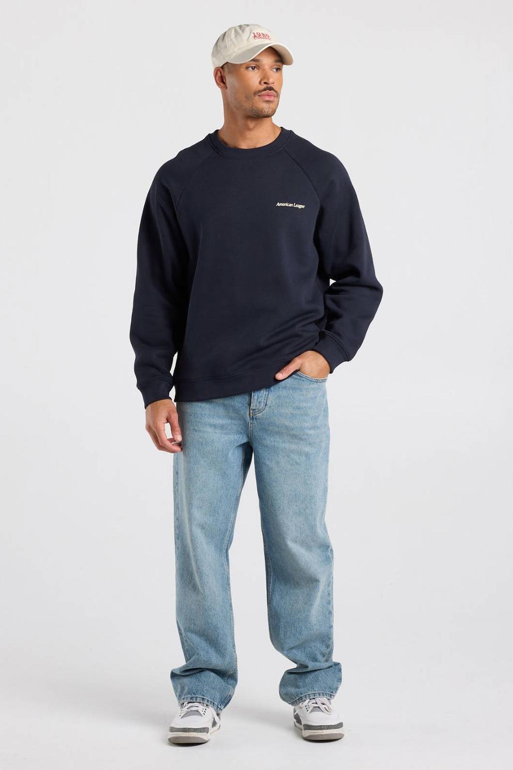 America Today relaxed fit sweater met backprint - donkerblauw