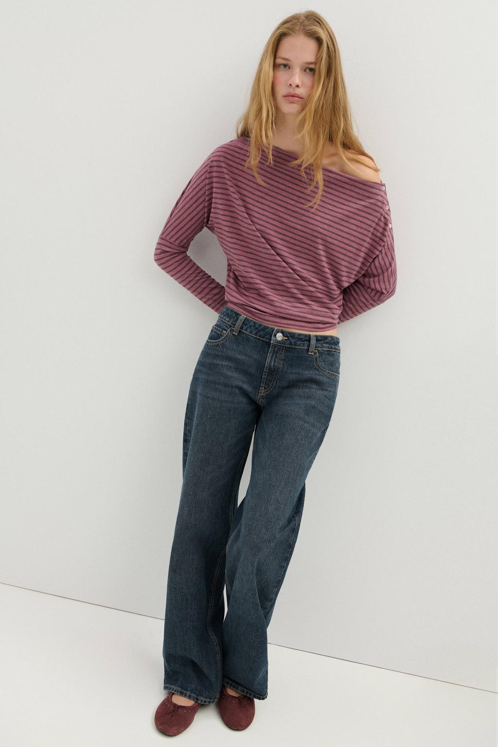 MANGO TEEN gestreepte longsleeve - roze