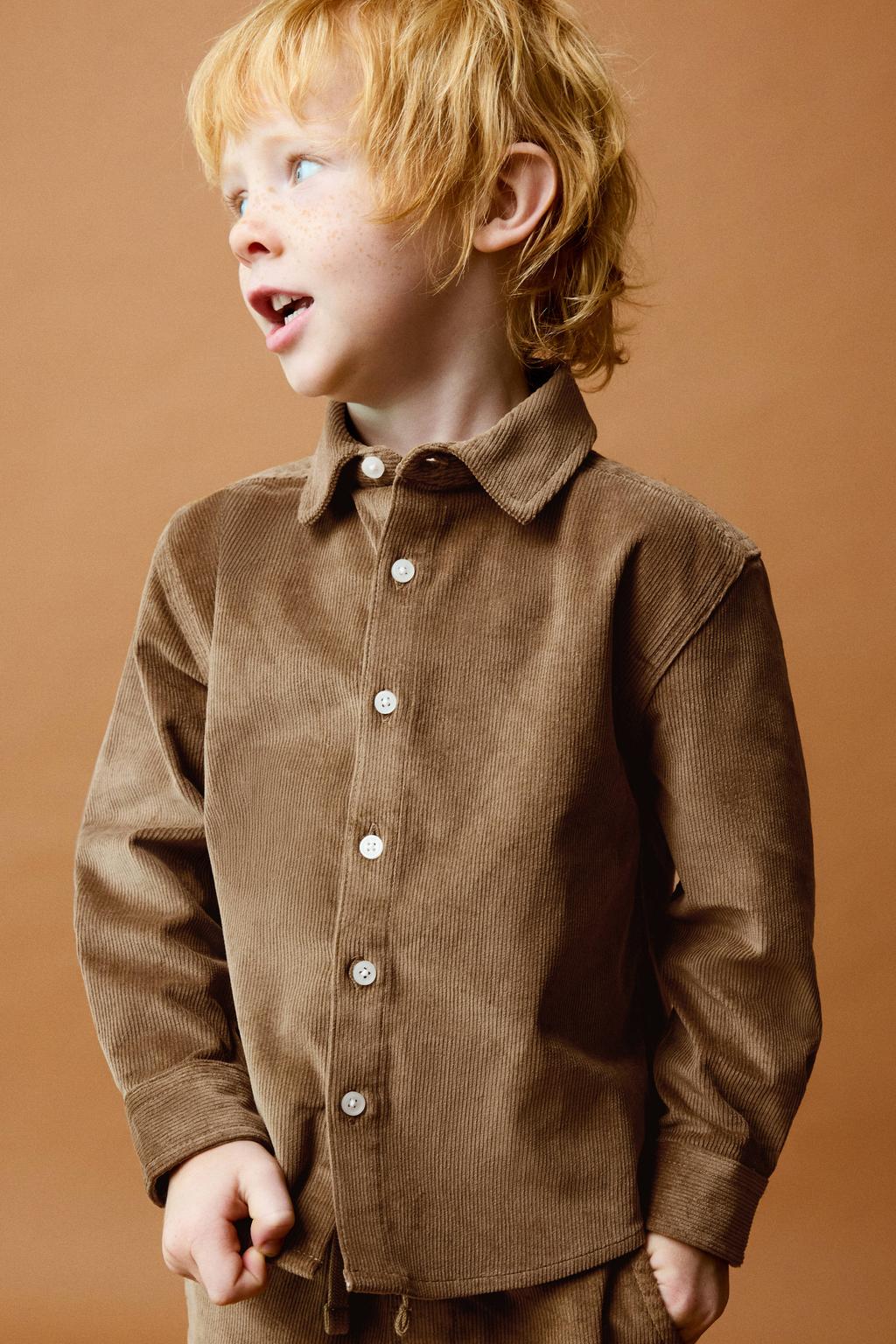 Mango Kids corduroy casual overhemd - bruin
