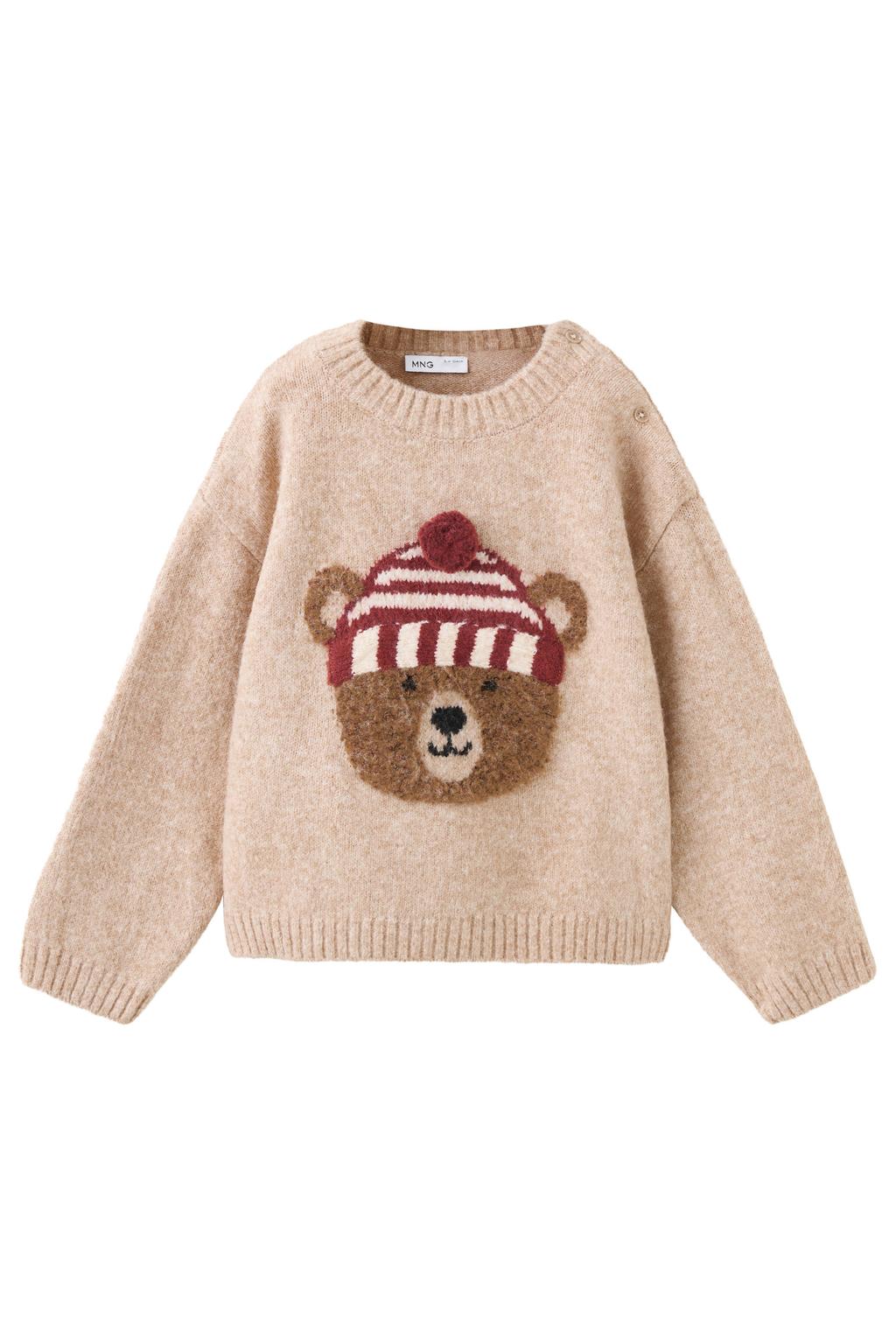 Mango Kids gebreide trui met print - beige