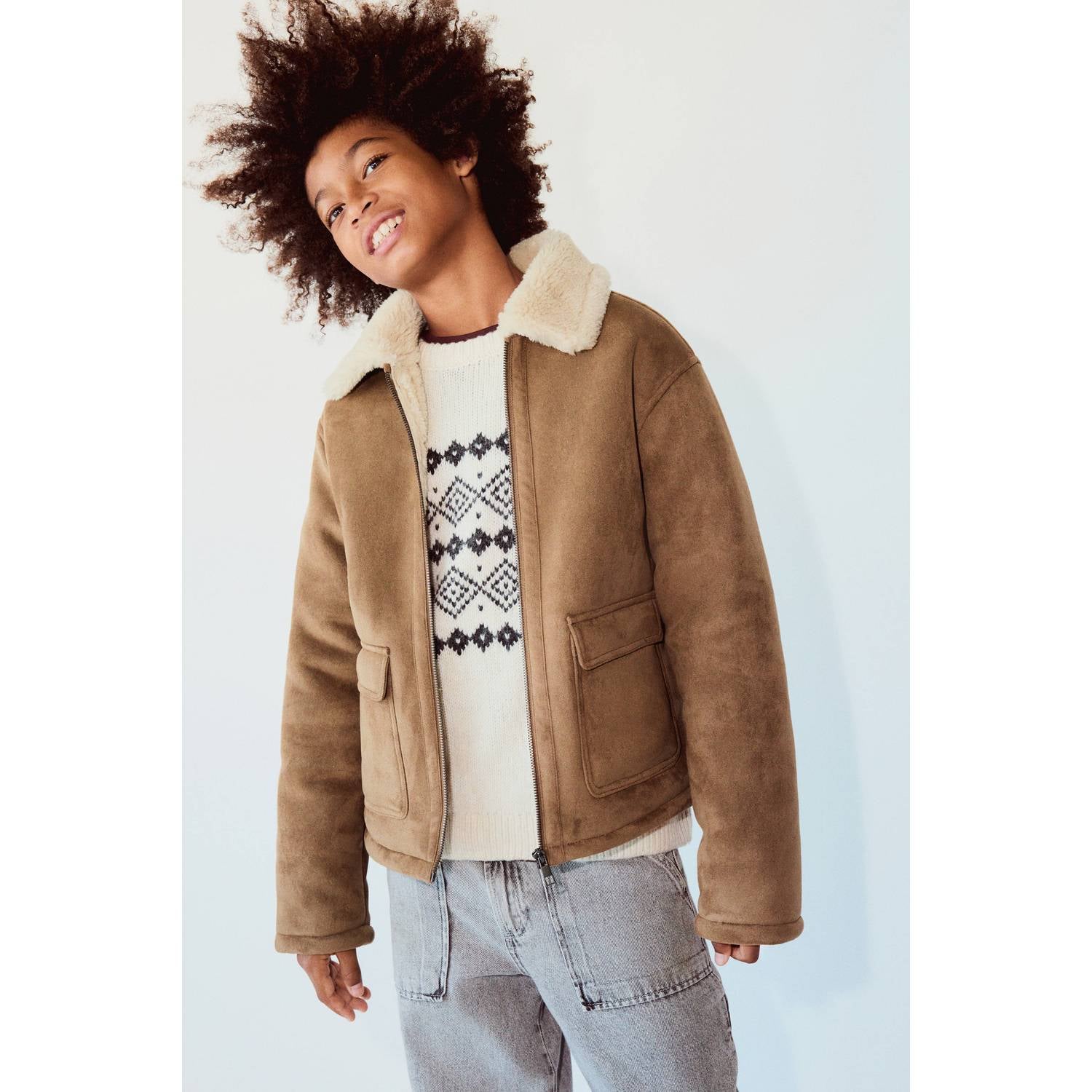 Mango Kids lammy coat bruin