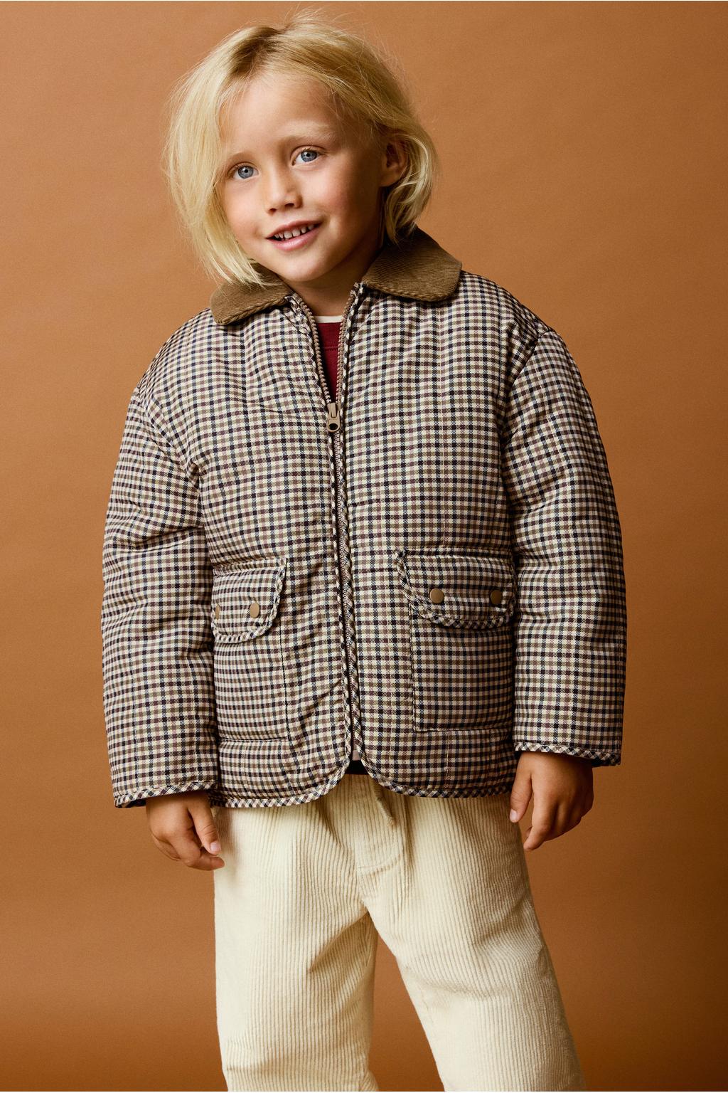 Mango Kids geruite tussenjas - bruin