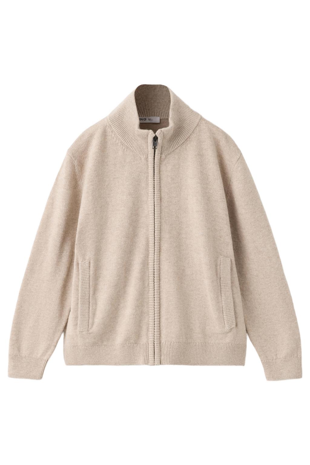 Mango Kids katoenen gebreid vest - beige