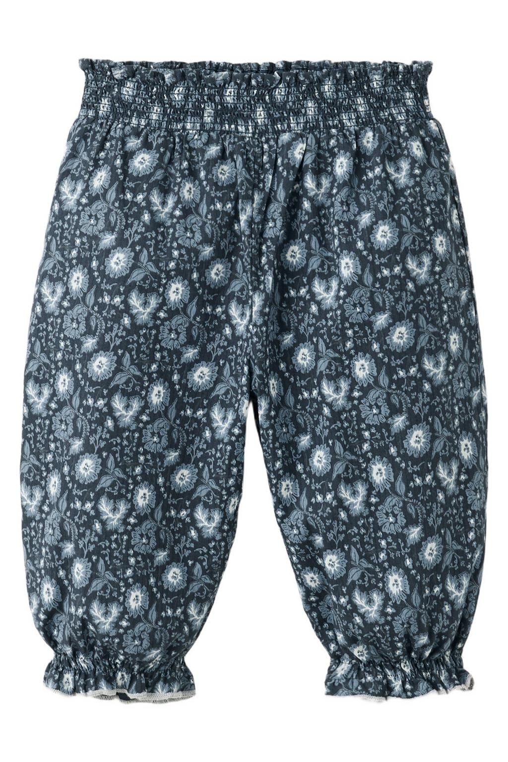 Mango Kids gebloemde ballonbroek - donkerblauw