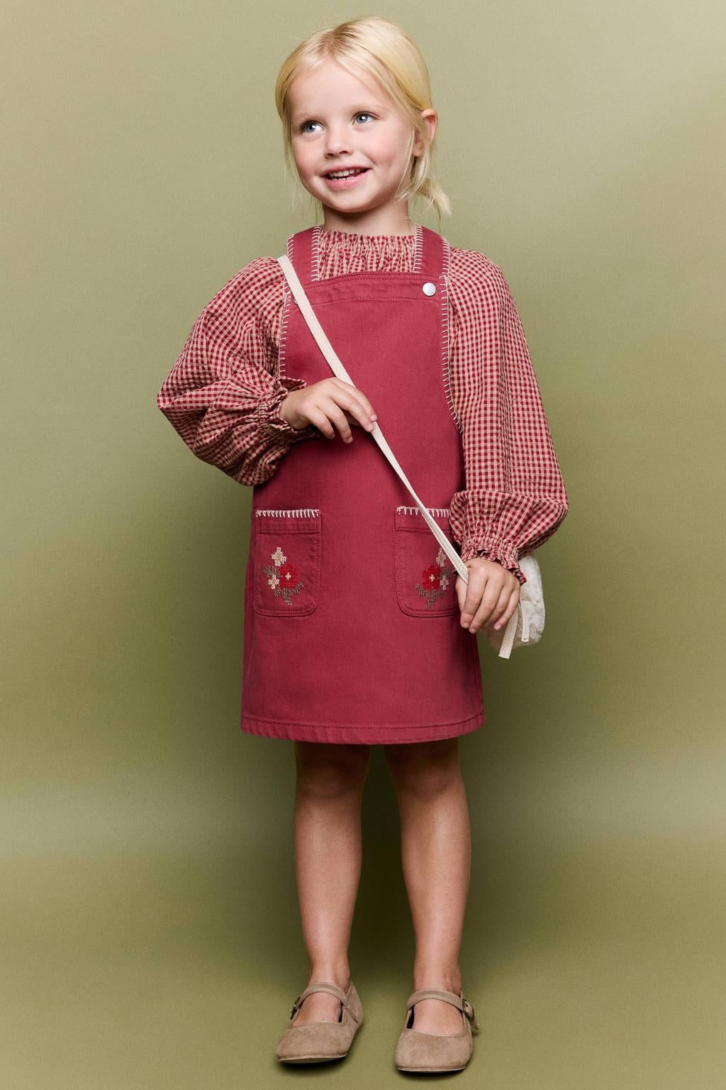 Mango Kids gebloemde overgooier met borduursels - rood