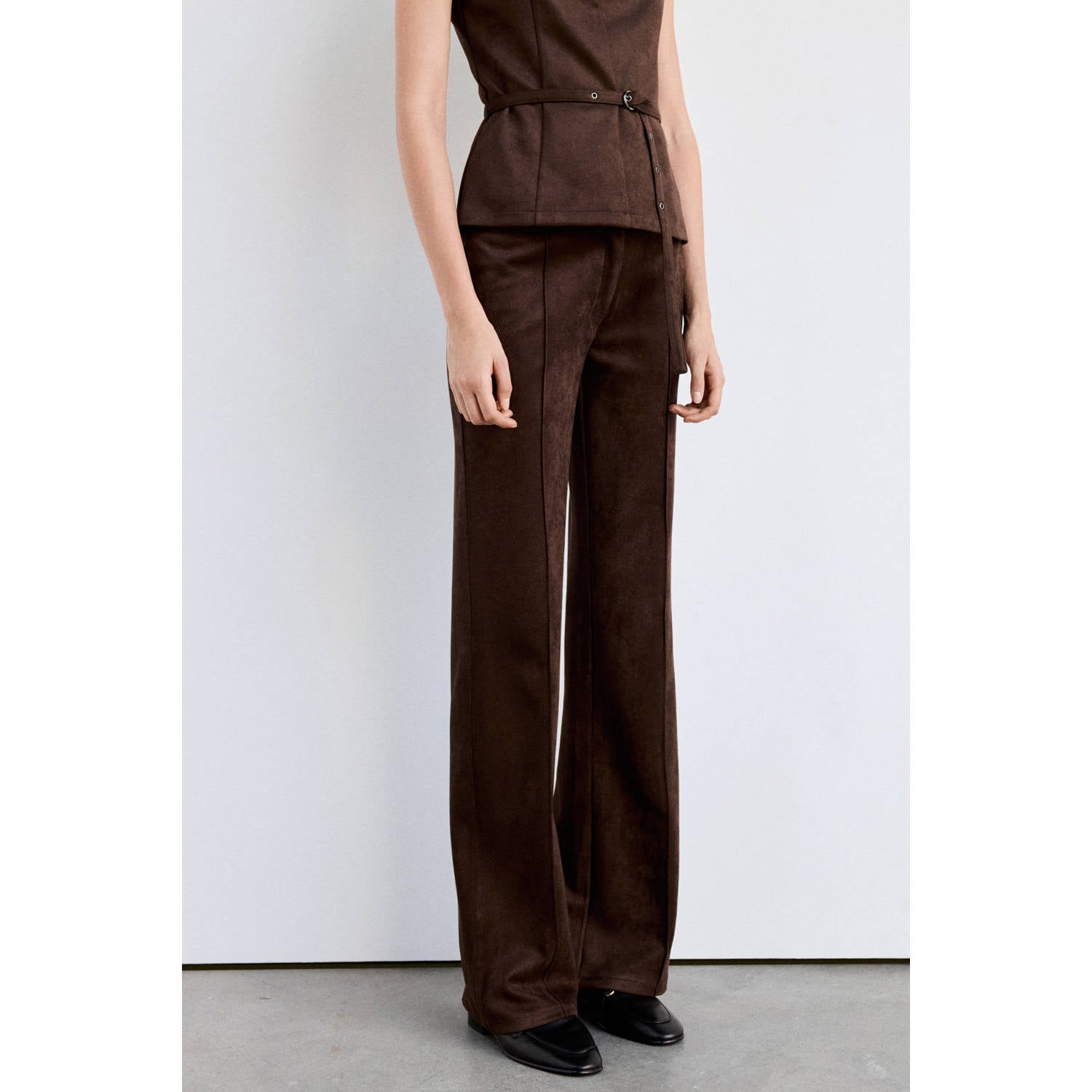 Mango flared broek bruin