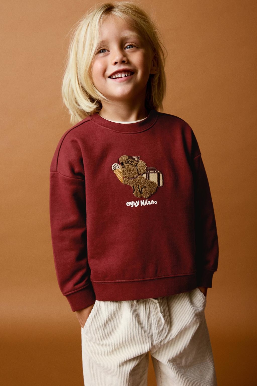 Mango Kids sweater met print - donkerrood