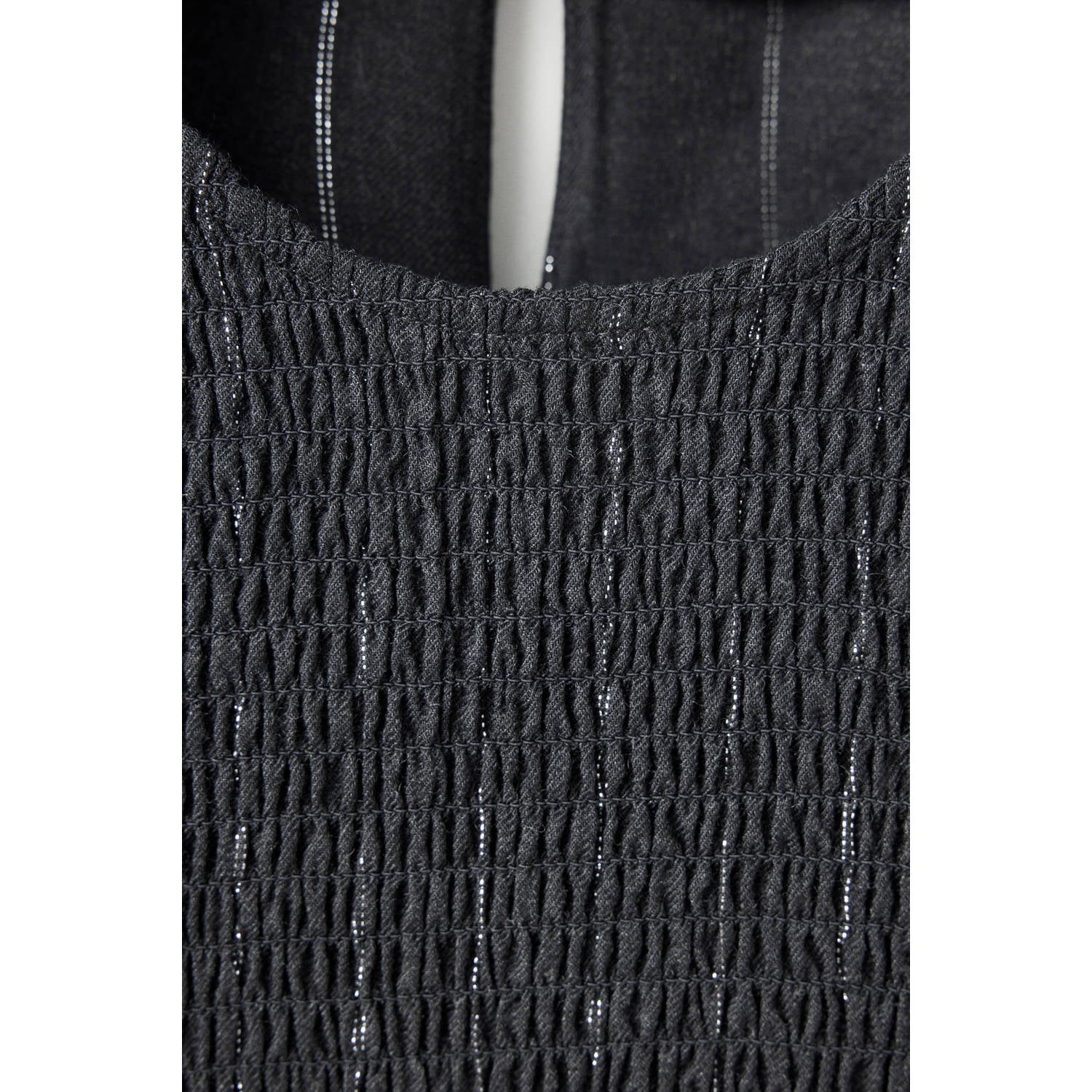 MANGO TEEN gestreepte blousetop met smockwerk antraciet