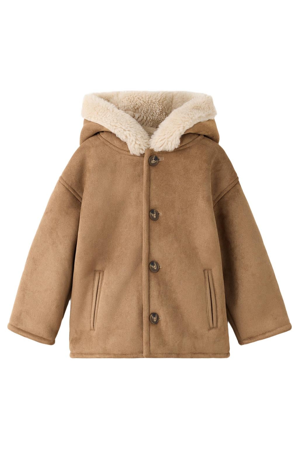 Mango Kids suèdelook winterlammy coat - middenbruin