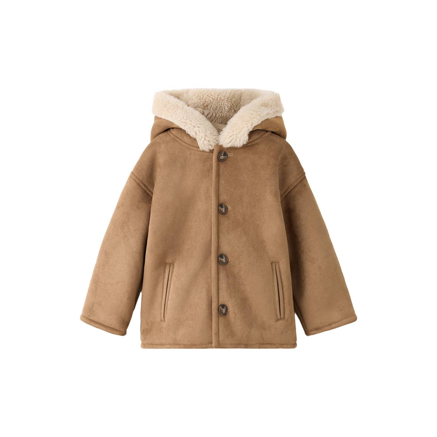 Mango Kids suèdelook winterlammy coat middenbruin