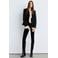 Mango tweed geruite getailleerde blazer met franjes en wol - zwart/wit