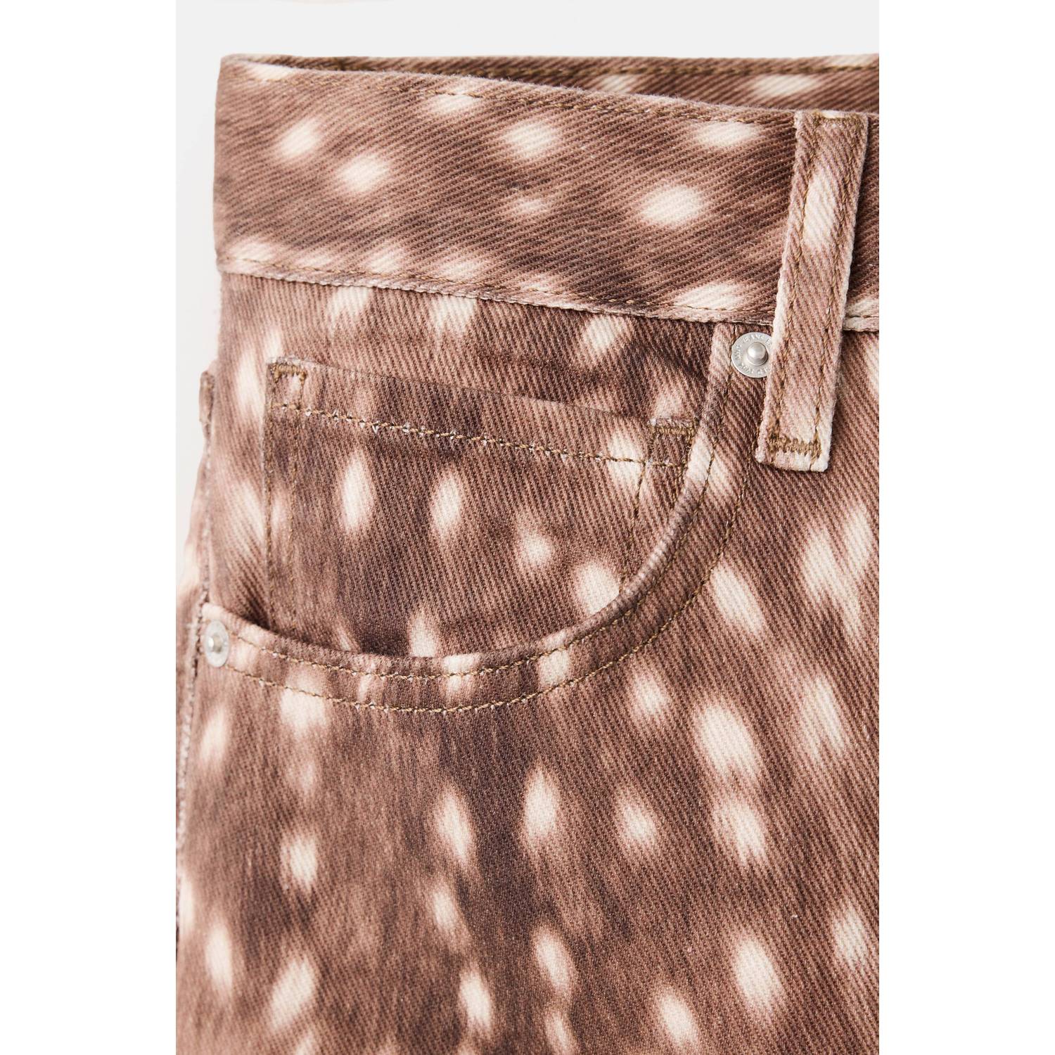 Mango barrel jeans met dierenprint donkerbruin ecru