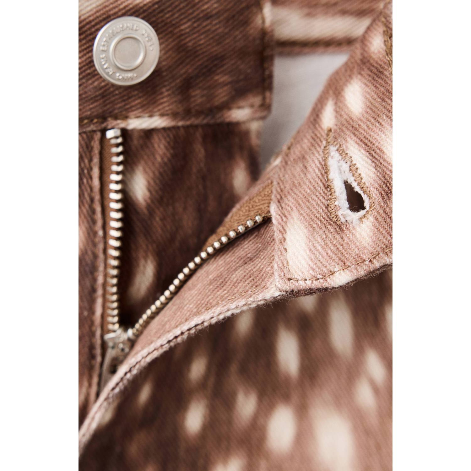 Mango barrel jeans met dierenprint donkerbruin ecru