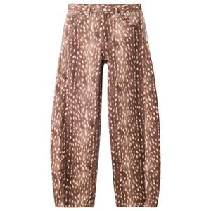 barrel jeans met dierenprint - donkerbruin/ecru