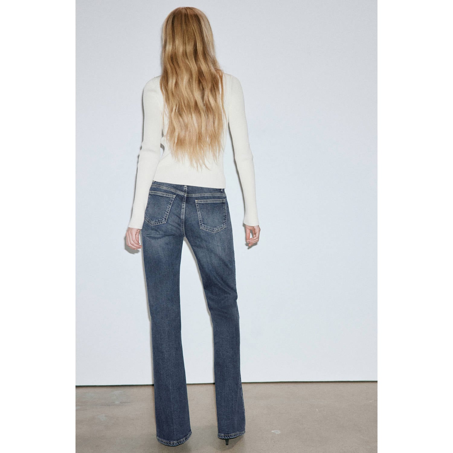 Mango high waist flared jeans medium blue denim