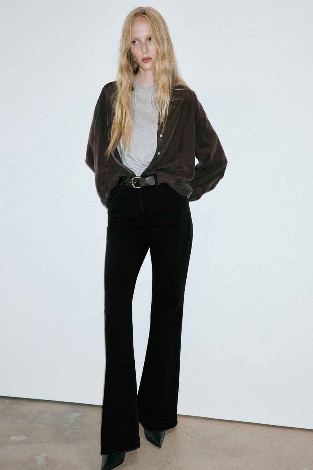 Mango high waist flared jeans - grey denim