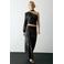 MANGO TEEN one shoulder cropped top met print - zwart
