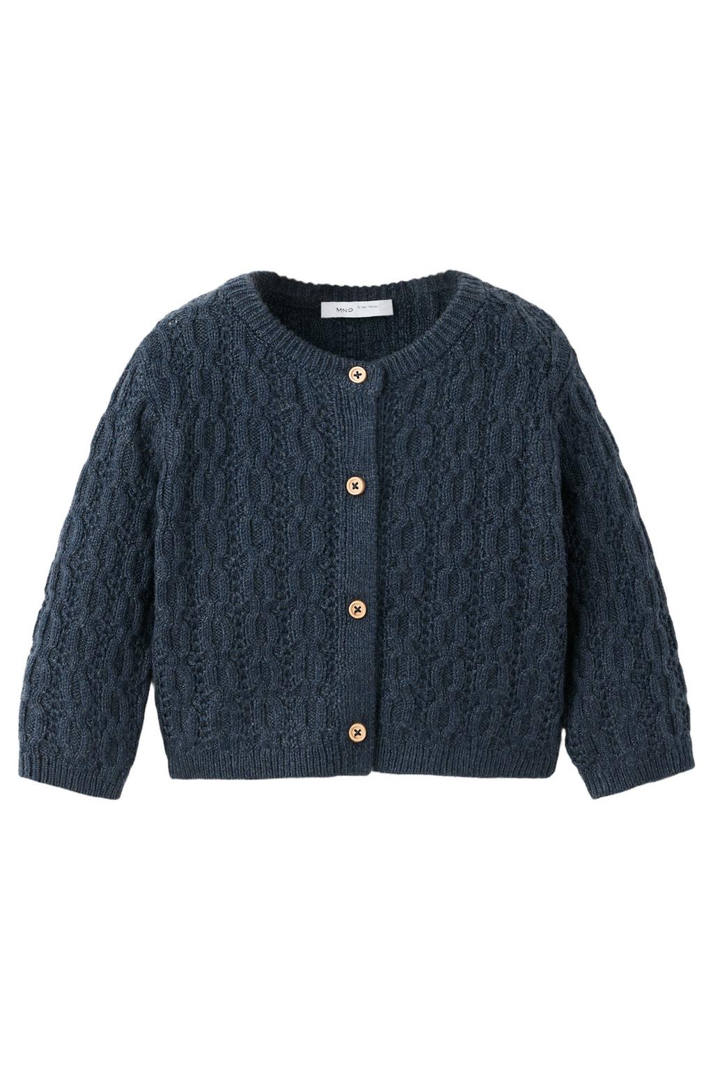 Mango Kids gebreid vest met kabels - donkerblauw