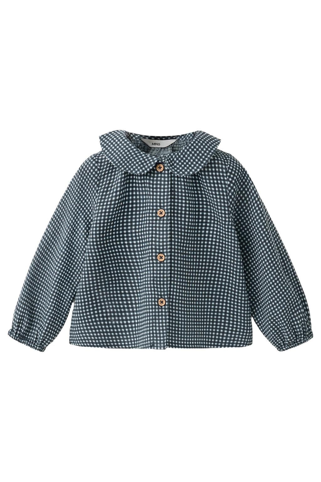 Mango Kids geruit overhemd - donkerblauw/wit