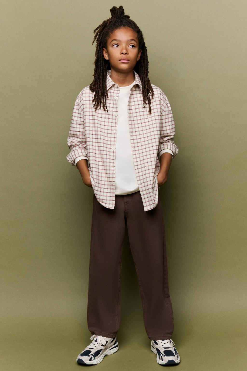 Mango Kids geruit overhemd - zand/rood