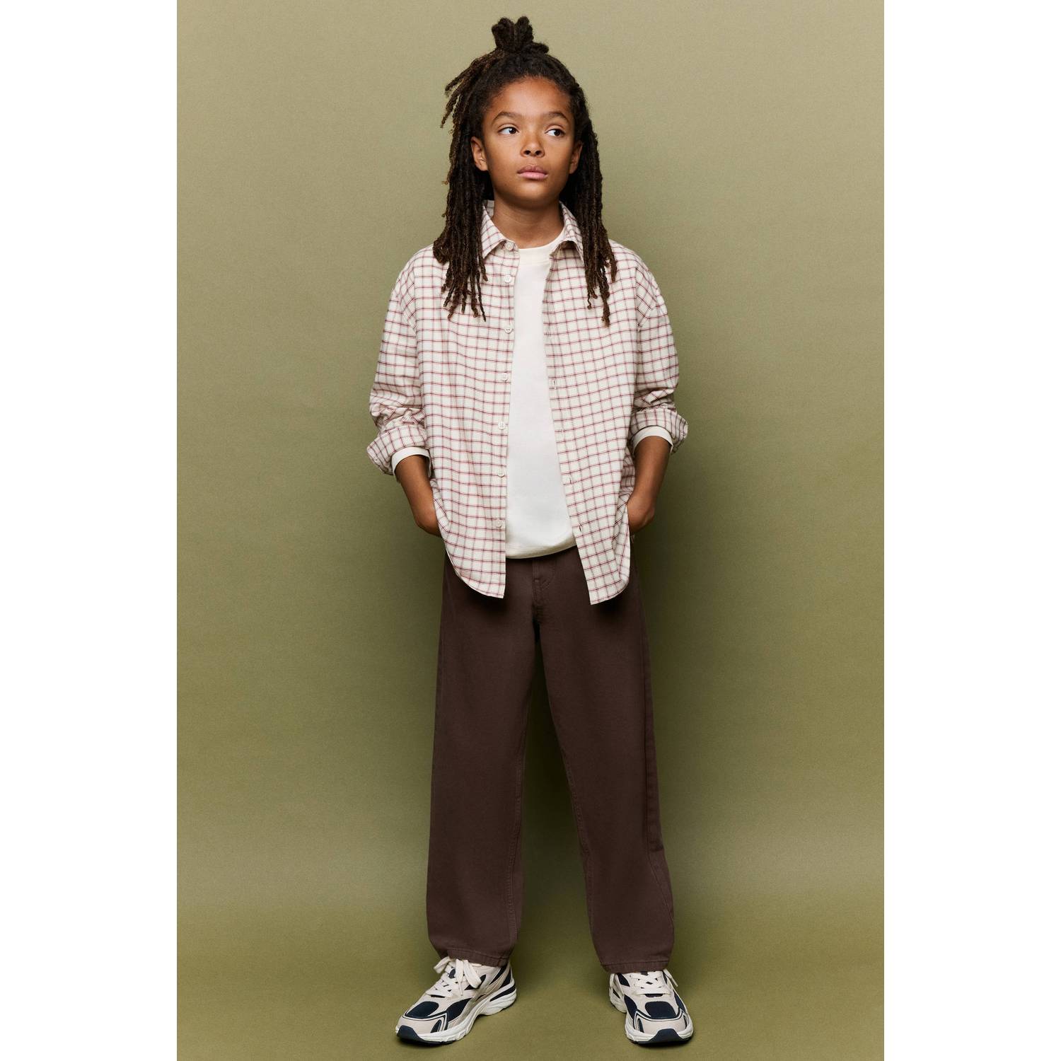 Mango Kids geruit overhemd zand rood