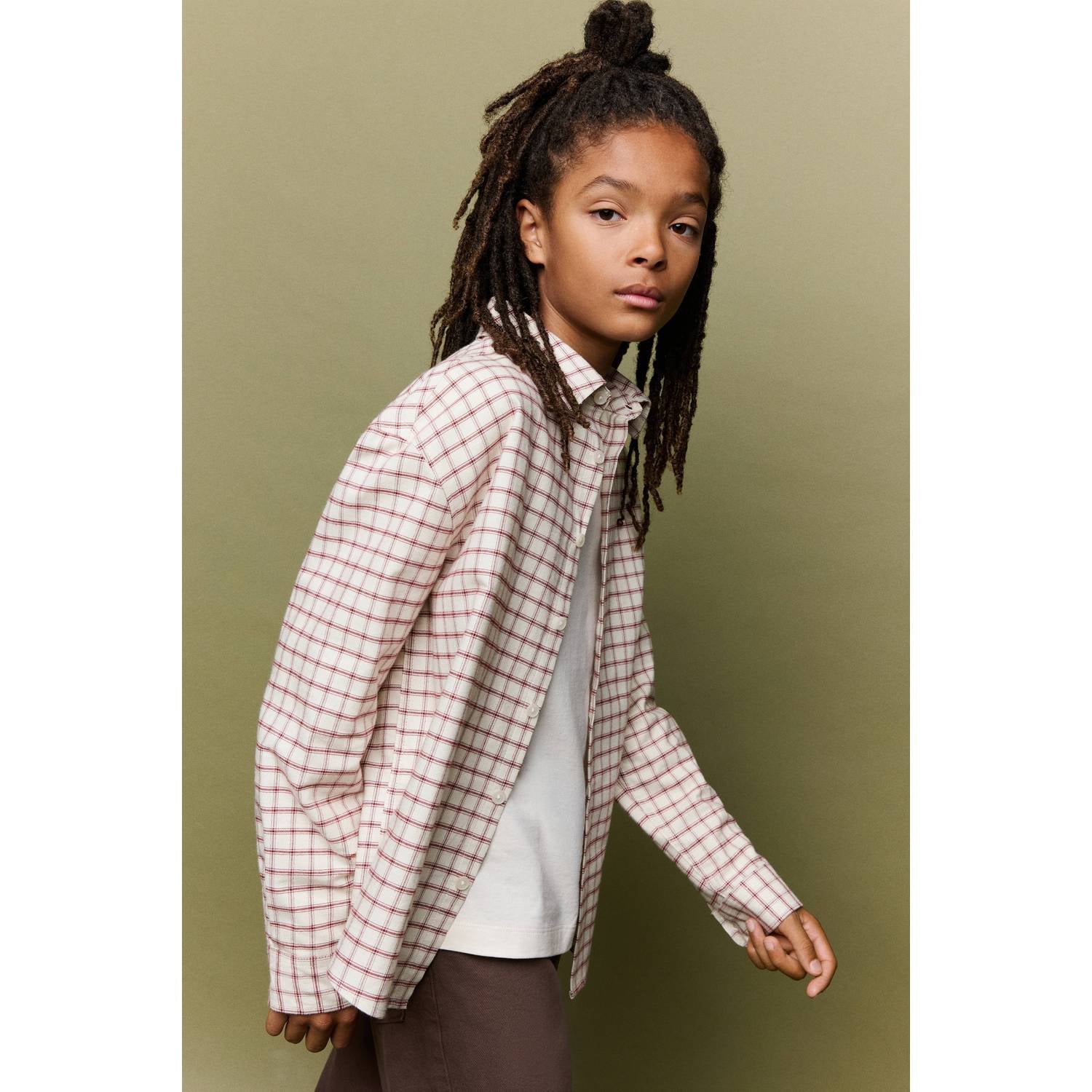 Mango Kids geruit overhemd zand rood