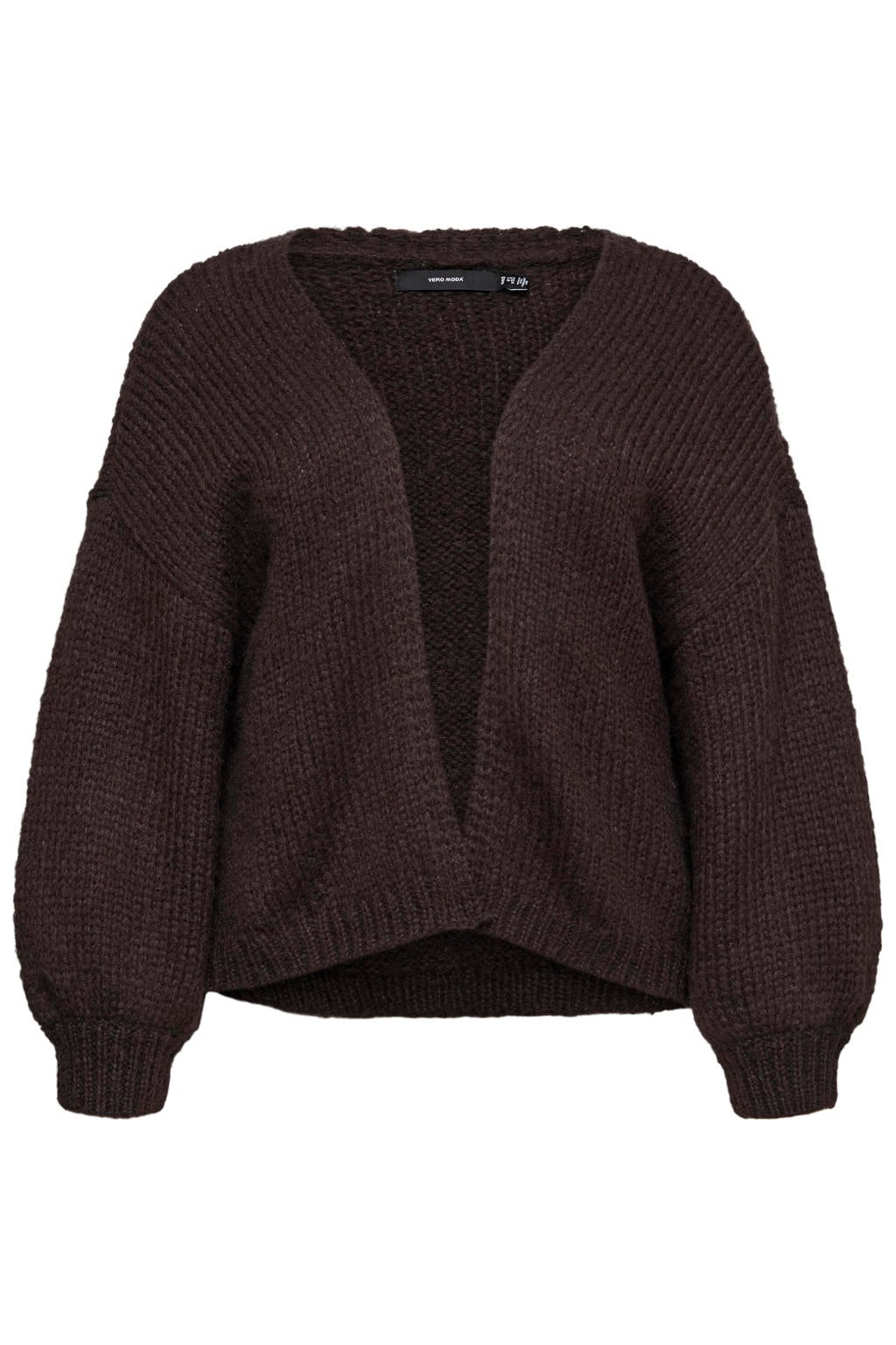 VERO MODA CURVE Plus Size loose fit gebreid vest - donkerbruin