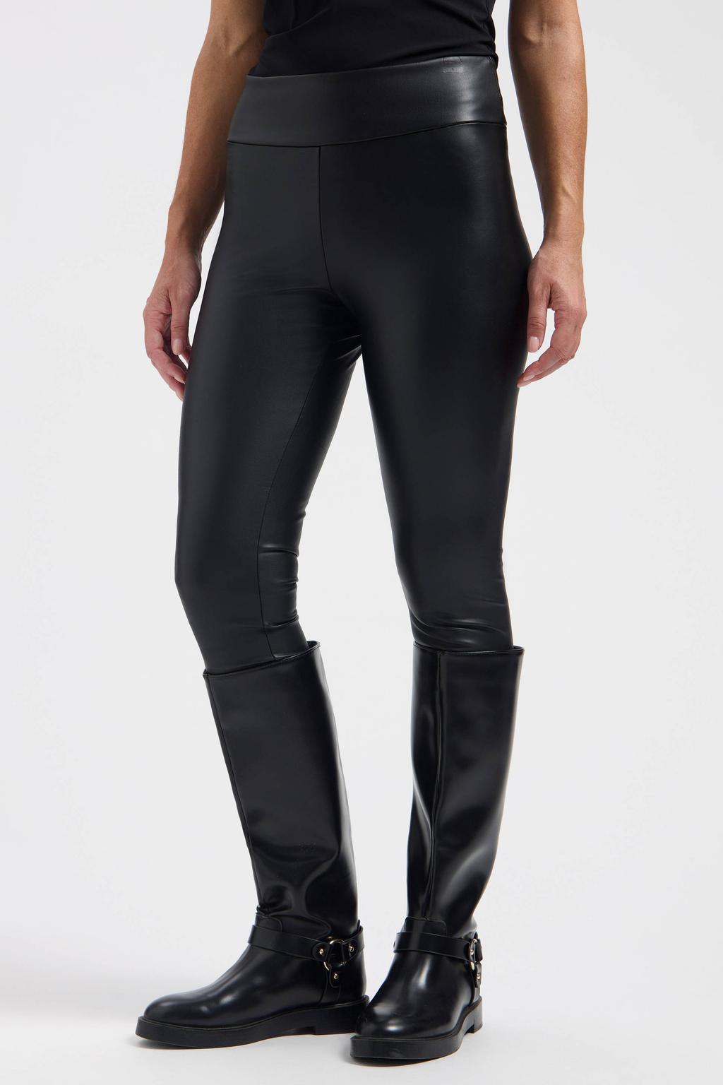 Lady Day imitatieleren skinny tregging - zwart
