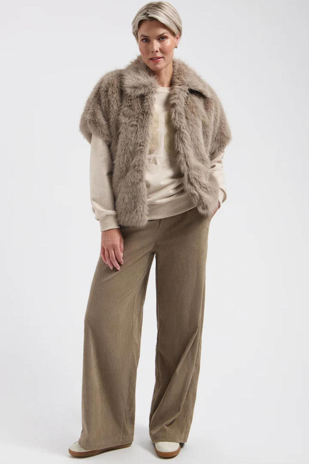 Lady Day corduroy straight leg broek - lichtbruin