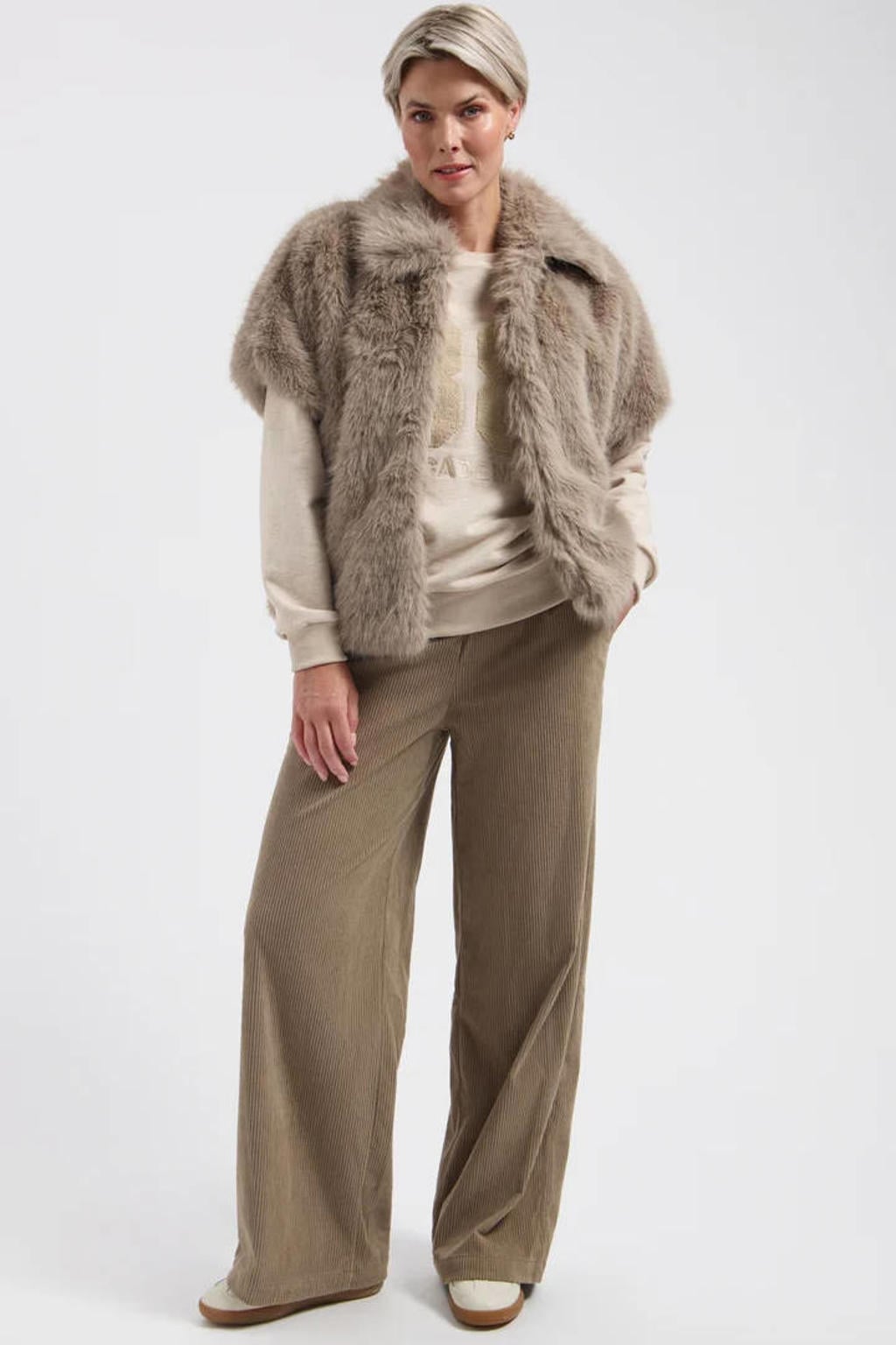 Lady Day corduroy straight leg broek - lichtbruin