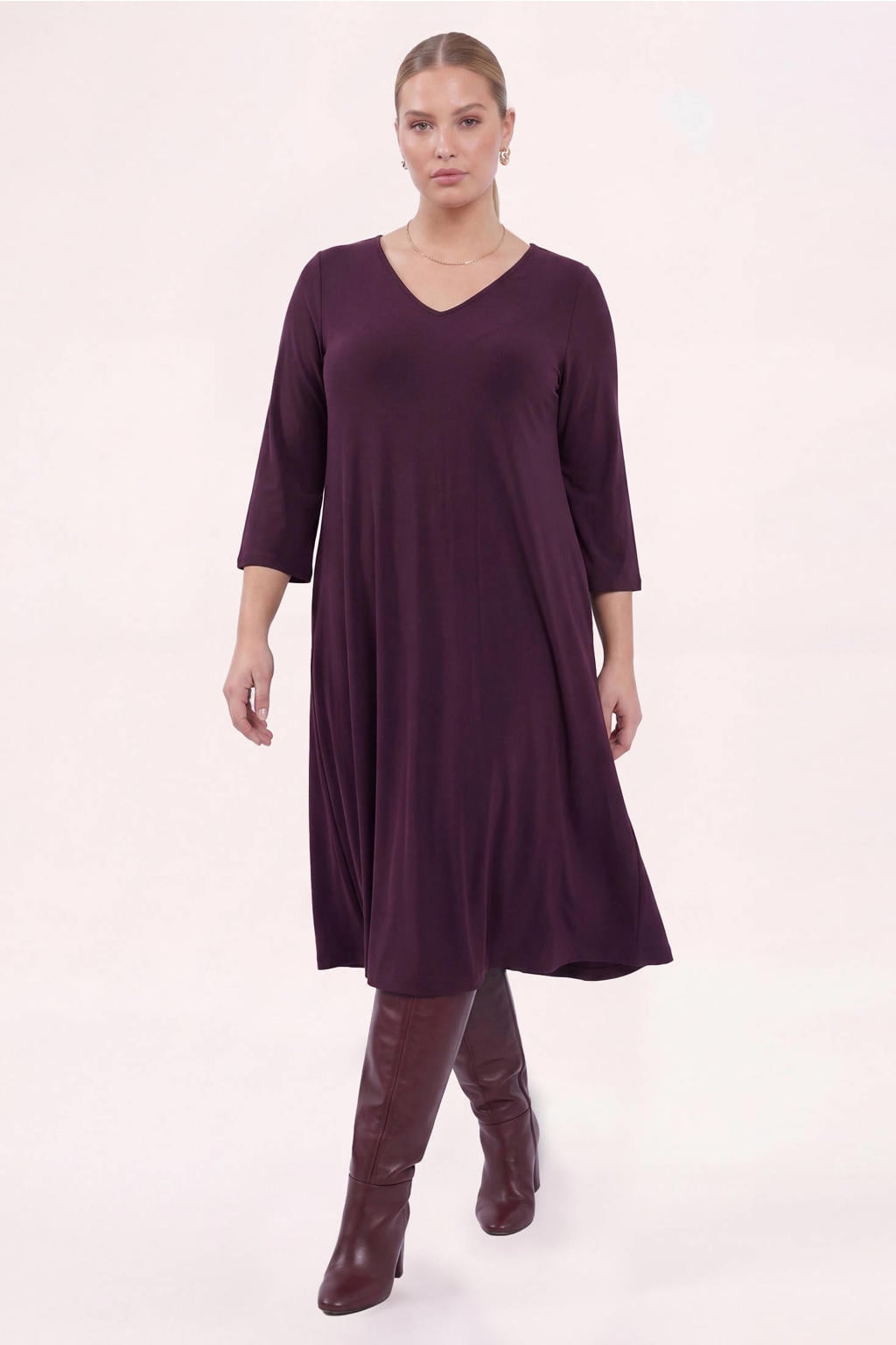 YOEK Plus Size jurk - paars