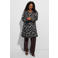 Zizzi Plus Size A-lijn jurk met ruches - zwart/wit
