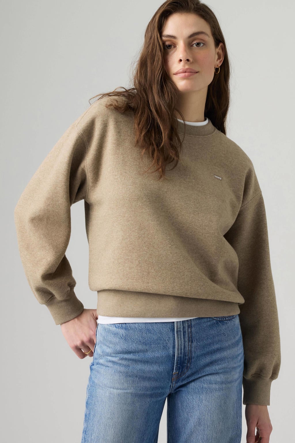 Levi's katoenen sweater met logo - taupe