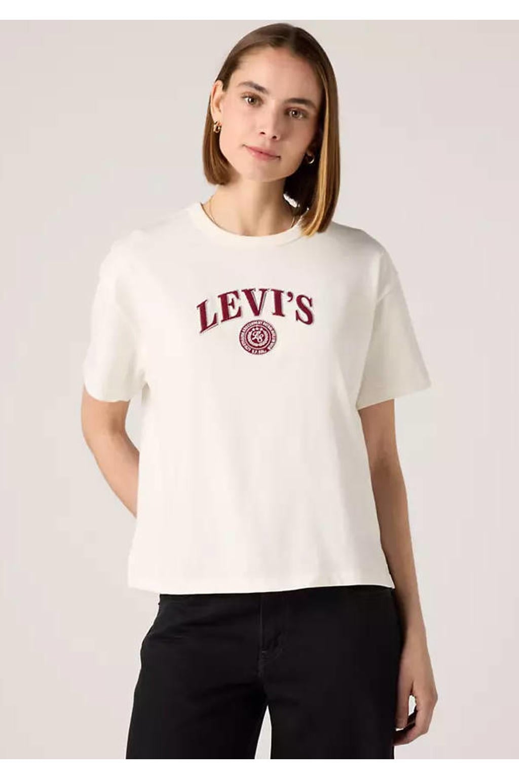 Levi's T-shirt met borduursels - ecru