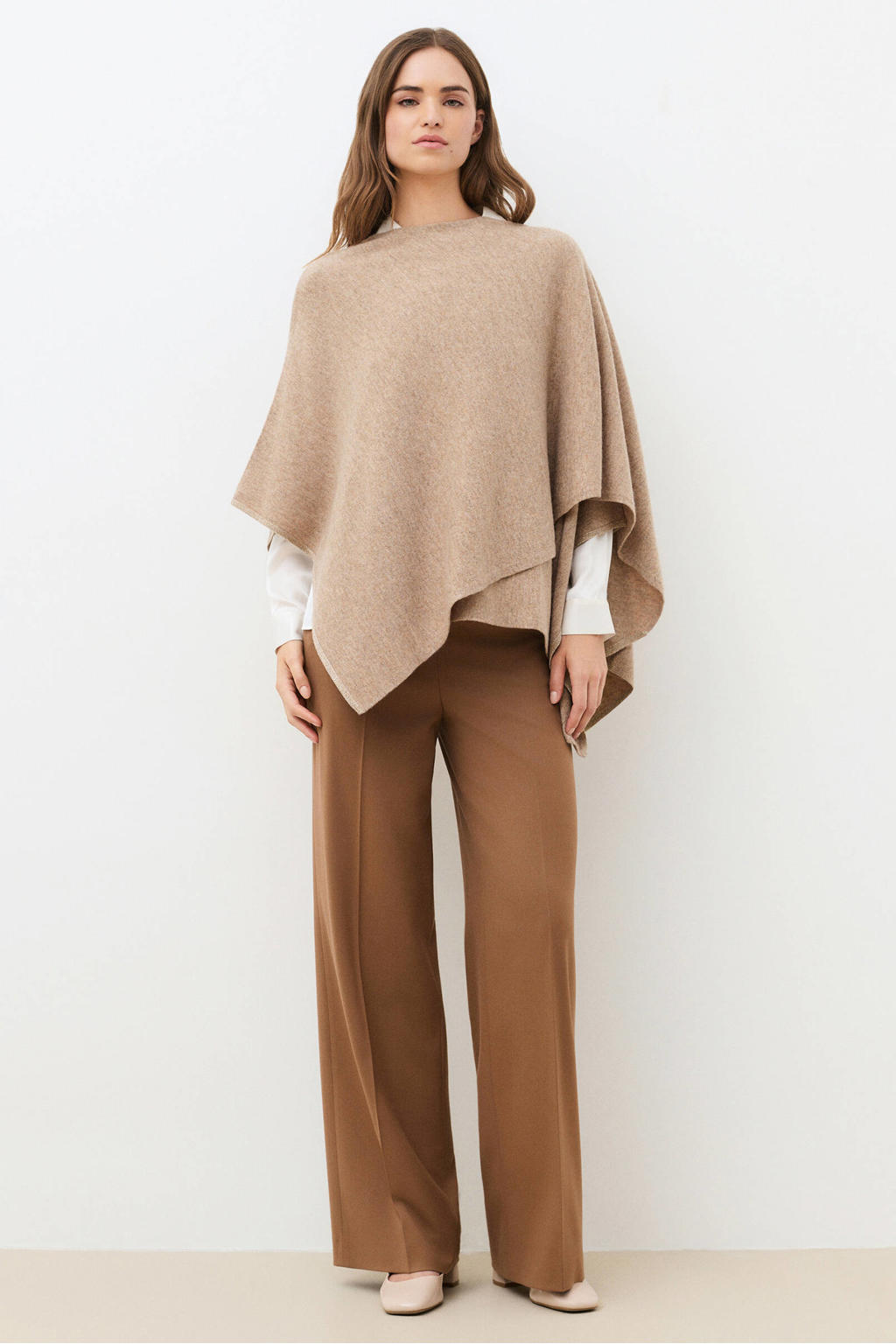 Caroll wollen poncho - lichtbruin