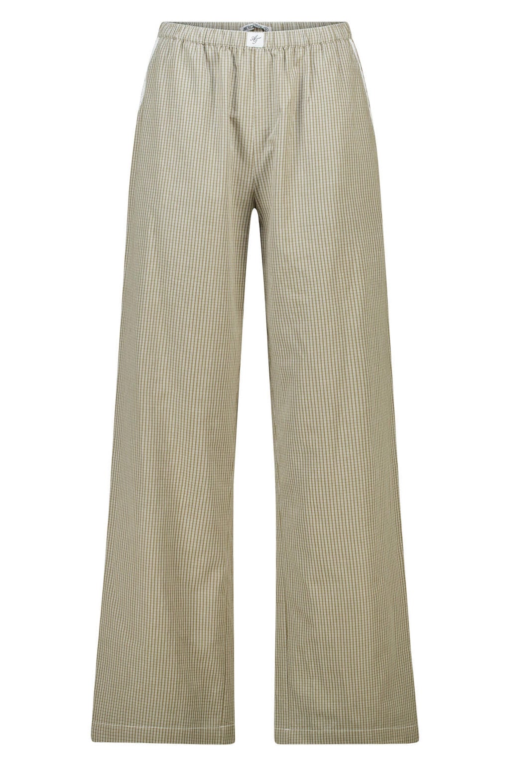 Olijfgroene dames America Today pyjamabroek van katoen met elastische tailleband en strepenprint