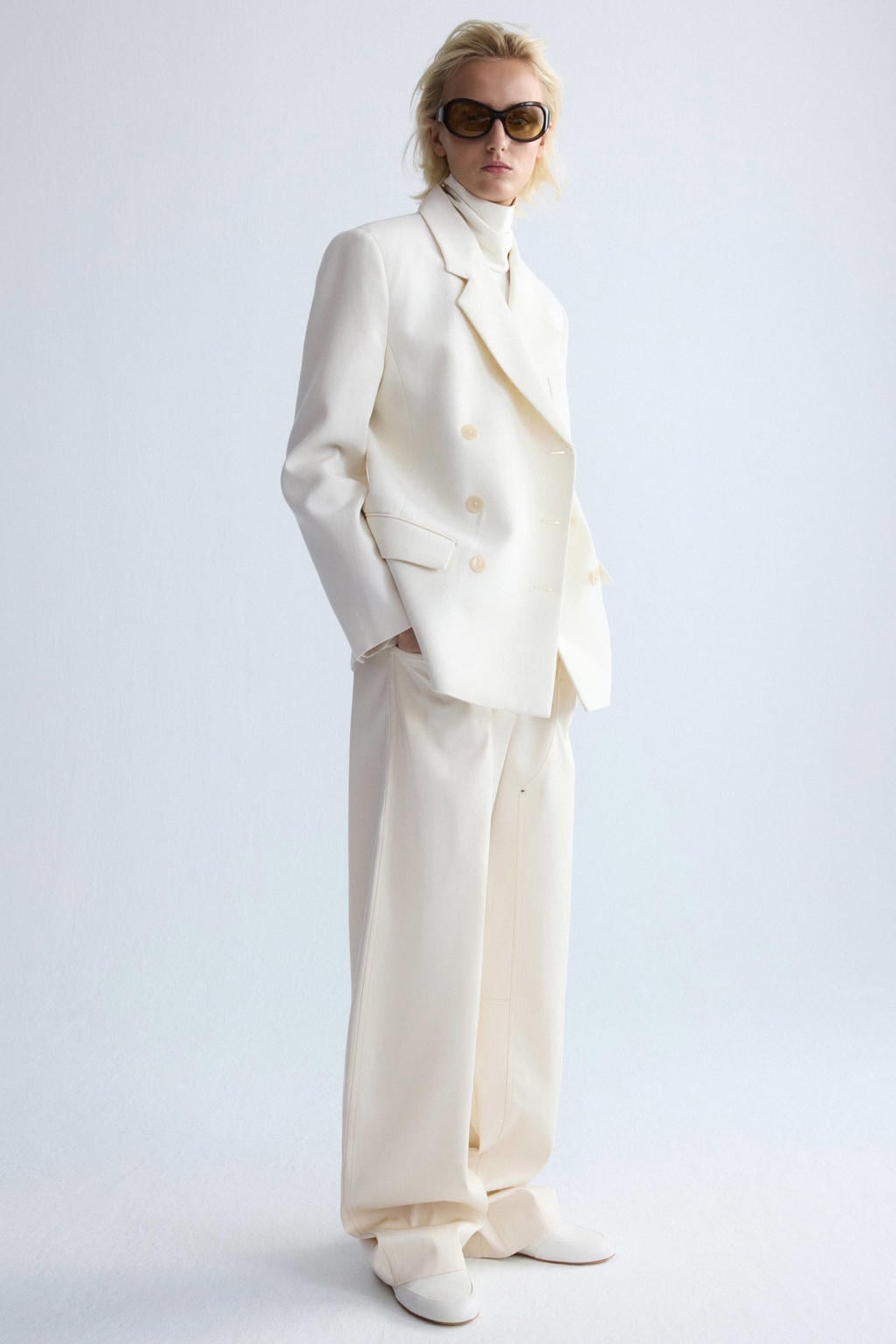 Beige dames Mango ballon broek van katoen met regular waist, rits- en haaksluiting en effen