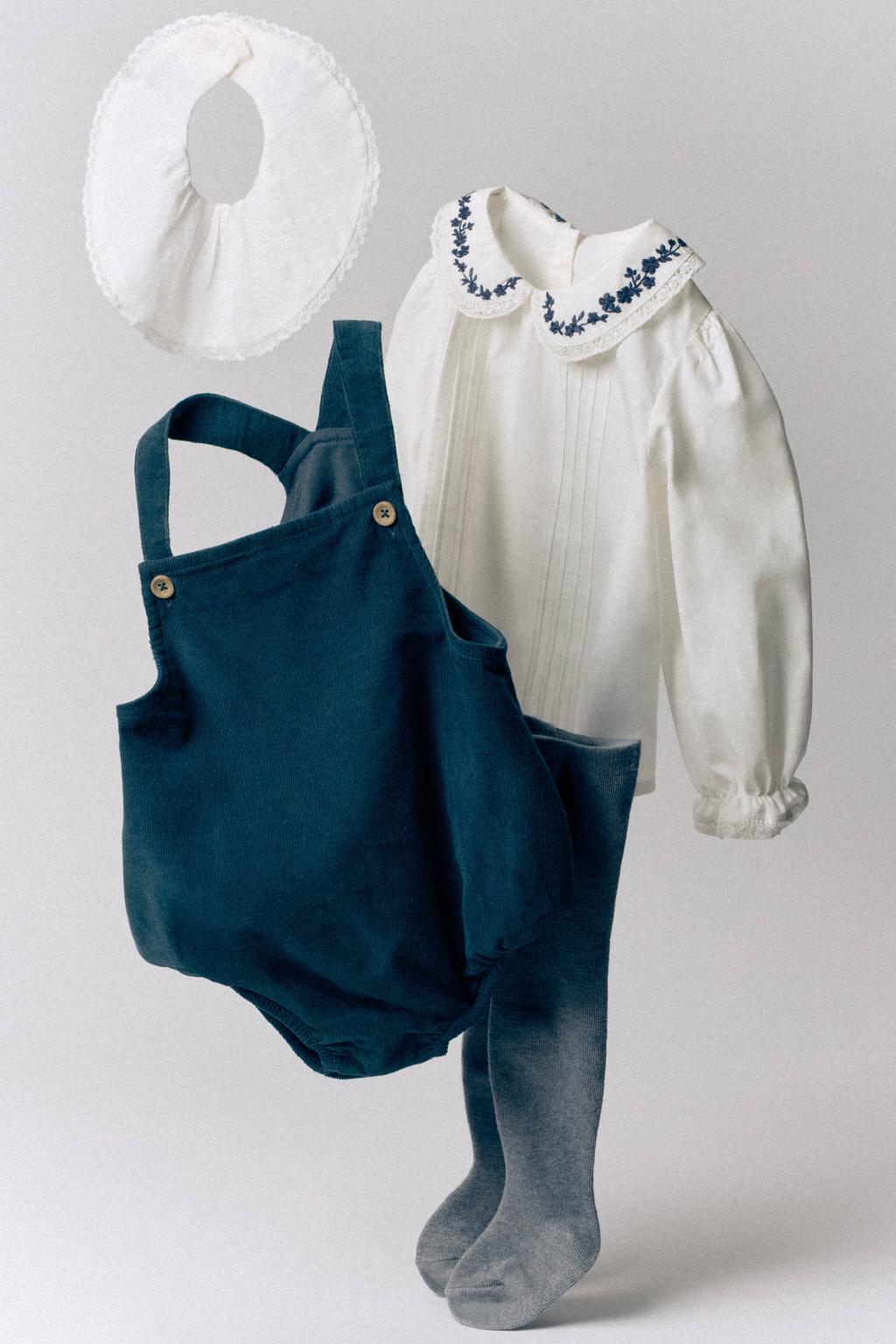 Mango Kids romper met corduroy details - marineblauw